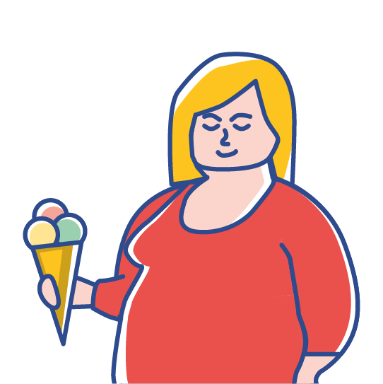 Grafik: Eine blonde Frau hält ein Eis in der Hand.
