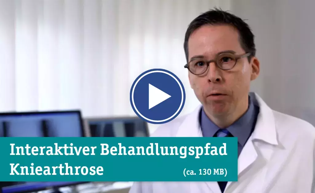 Prof. Martin Scherer zum Thema Kniearthrose. Beim Klick auf das Bild öffnet sich ein Video.